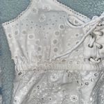 Aerie  White Lace Up Eyelet Crop Cami Top Photo 1