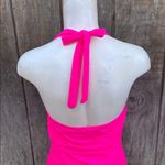 Hot Pink Halter Neck One Piece Swimsuit Ruching Slight Tummy Control Size Large Photo 4