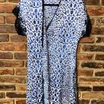 Oscar de la Renta  Blue Leopard Lace Trim Mini Robe Women's Size Medium Photo 0