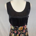 Vintage empire waist black floral midi dress size 14 Photo 1