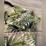 Midnight sky  Size M Tropical Palm Linen Blend Tie Front 3/4 Sleeve Crop Top Photo 10