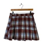 American Eagle  Plaid Pleated Mini Skirt Womens 6 Brown Blue Preppy Y2K Retro Photo 1