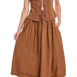 Free People  Gesibelle in Macadamia Brown skirt set A line Medium NWT Photo 0