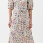 Gap  Multicolor Puff Sleeve Floral Midi Shirt Dress Size XXL Photo 0