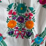 Vintage Mexican Embroidered Floral Dress – White Boho Peasant Midi Festival Size M Photo 3
