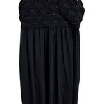 Aerie  Black Boho Crochet Knit Maxi Dress Large NWT Photo 0