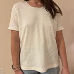Allison Daley Vintage Ribbed White Short Sleeve Blouse Photo 1