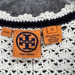 Tory Burch  Crochet Sweater Women M Ivory Open Knit Boho Cottagecore Cozy Classic Photo 12