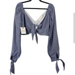 Stone Cold Fox  Blue Gingham Kini Crop Top Tie Balloon Sleeve NWT Size 0 Photo 1
