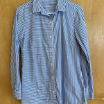 J. McLaughlin  Women's Medium Button Down Blue And Pink‎ Stripe Cotton Blend Photo 0