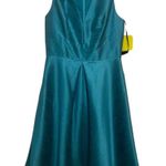 Alfred Sung NWT Niagara Teal Blue Peacock Sample Cocktail Dress Taffeta New Photo 4