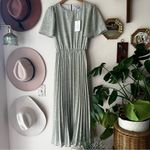 Polagram  Mint Green Floral Pleated Midi Dress Women's SIZE MEDIUM new with tags‎ Photo 6