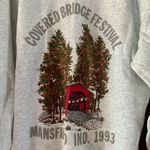 Fruit of the Loom Vintage Covered Bridge Festival Mansfield Crew Sweatshirt XL 1993 Red Bridge Photo 1