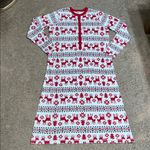 Hanna Andersson Dear Deer Henley Nightgown Long Sleeve Fair Isle Christmas M Red Photo 2