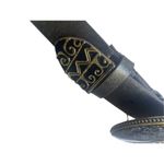 Chicos Leather Black Gold Metallic Large Buckle Belt Size S Retro Black Photo 1