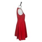 Kate Spade Dress Fit Flare Round Neck Cherry Red Cotton Silk Women’s Size 10 Photo 2