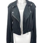 We Wore What Danielle Bernstein Black Faux Suede Leather Biker Moto Jacket Size L Photo 0