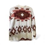 Lucky Brand Cream and Brown Geometric Cardigan Photo 1