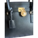 Michael Kors  black Saffiano leather Hamilton East West Studio gold bag tote Photo 5