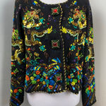 Michael Simon Vintage Year of the Dragon Embroidery Beaded Artwork Sweater Sz 2 Black Photo 0