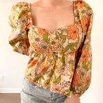 J.Crew  Square Neck Zinnia Floral Peplum Top Photo 3