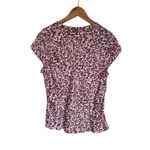 Talbots Vintage  Silk Blouse Size 16 Purple  Geo Abstract Print V-Neck Cap Sleeve Photo 3