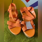 Max Rave  Strappy Orange Wedges NWT! Size 9‎ Photo 1
