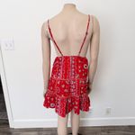 Selfie Leslie [] Red Ariya V-Neck Low Back Ruffle Bandanna Mini Dress Sz Large L Photo 3