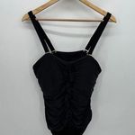 Lands' End Bathing Suit Women 18W Black Ruched One Piece Modest Removable Straps Photo 0