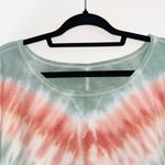 Maurice's  White Mint Green Peach Tie Dye Wide Neck Sweatshirt Photo 2
