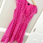 J.Crew V-Neck Ruffle Dress Floral Print Vibrant Pink Fuchsia Midi Dress Size 8 Photo 6