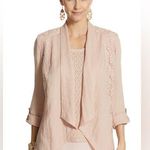 Chico's Blush Peach Francesca Jacket Cardigan Open Flutter Front Lace Inlays Photo 0