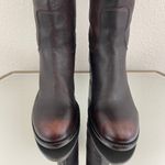 Patricia Nash Dark Brown Red Leather Loretta Tall Knee High Riding Heeled Boots Photo 10
