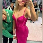 Sherri Hill Elegant Pink Evening Gown Prom Dress  Rhinestone Hot Pink Dress Photo 3