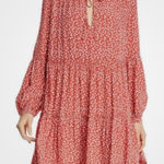 Rails  Everly Carmine‎ Daisies Shift Dress Red Ditsy Floral Long Sleeves Medium Photo 0