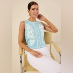 Strut & Bolt NWT Blue Embroidered Vest Size Small Button Up Boho Boutique Photo 4