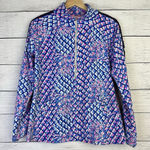 Lilly Pulitzer  Skipper Pullover Top Womens Small Royal Blue Pink‎ Crochet Trim Photo 0