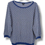Ann Taylor  sweater women's XXL pullover rib knit geometric print blue white NEW Photo 0