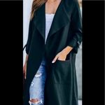 VICI OnTwelfth Women’s Black Pocketed Cascading Open Front Drape Coat- Medium Photo 8