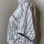 Val Mode Lingerie New! Pajama Set Pj Shirt Shorts Stripes Button Up White Blue M Photo 5