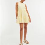 Abercrombie & Fitch Seersucker Trapeze Tiered Mini Dress in Light Yellow Size S Photo 1