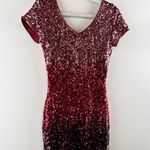 Maner Ombre Sequin Short Sleeve Bodycon Mini Dress Pink Red Black Small Photo 6