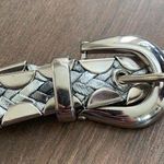 Silver Metallic Woven Fashion Belt sz M/L Photo 0