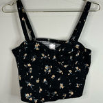 No Boundaries  Floral Bustier Crop Top Black Yellow Ditsy Print Size Large Photo 0