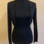 Valerie Stevens Petites Collection Vintage Black Metallic Cropped Cardigan Sz PM Photo 0