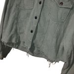 POL  Corduroy Sage Green Button Front Shacket Raw Hem Trucker Jacket Medium #749 Photo 5