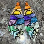 2/$29 or 3/$39 NWOT Multicolor Seed Beaded Fringe Chandelier Earrings Purple Photo 3