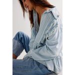 We The Free  People Ruffles And Denim Shirt Size M Photo 3
