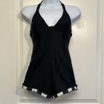 J. Valentine Black & White Halter Swimsuit Boy Shorts Size Small EUC #5592 Photo 1