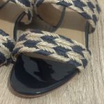 Tory Burch NEW   Lola Woven Slingback PATENT Sandal Size 7.5 NAVY Beige Jute Photo 8